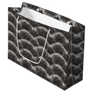 Black White Floral Bridal Shower Large Gift Bag