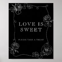 Black & White Floral Bridal Shower Love is Sweet