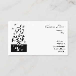 Black & White Floral Business Card