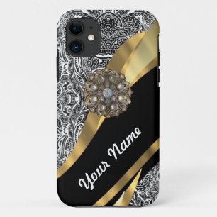 Black & white floral damask pattern iPhone 11 case