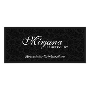Black & White Floral Damasks Hairstylist Services Rack Card
