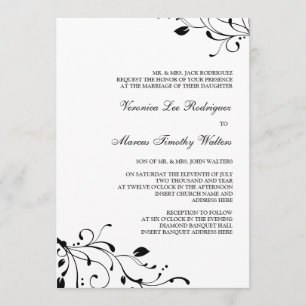 Black & White Floral Decal Invitation
