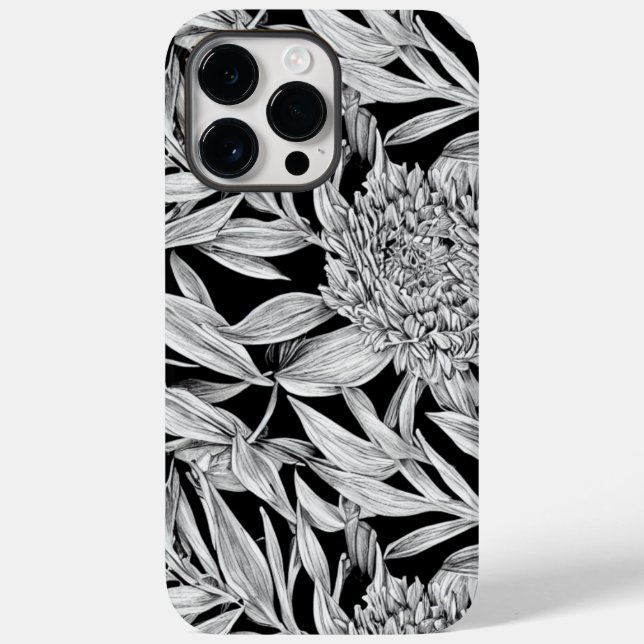 Black & White Floral Design for Phone Case (Back)