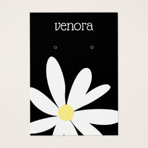 Black White Floral Earring Display Card