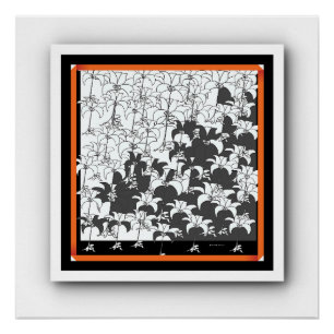 Black White Floral Flower Poster