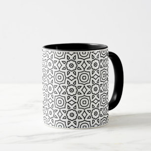 Black & White Floral Geometric Monochrome Design Mug