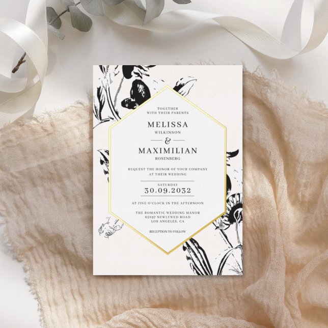 Black & White floral geometrical gold frame (Creator Uploaded)