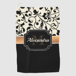 Black & White Floral Golf Towel