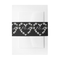 Black White Floral Heart Wedding Invitation