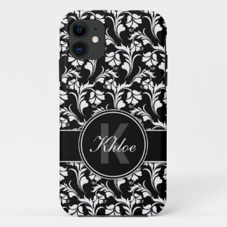 Black white Floral iPhone 5 case Monogram