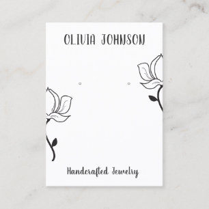 Black White Floral Jewellery Earring Display Business Card
