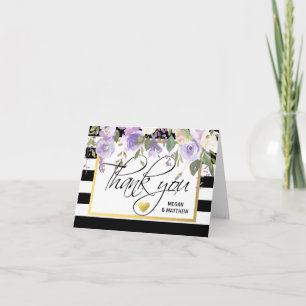 Black White Floral Lilac WEDDING Thank You PHOTO