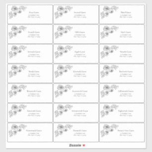 Black White Floral Line Art Guest Address