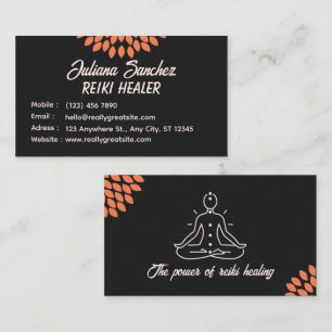 Black White Floral Mandala Reiki Business Card