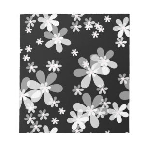 black white floral notepad