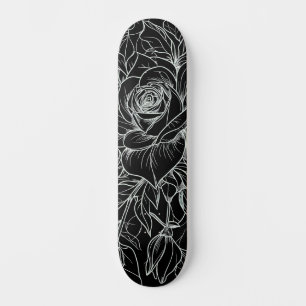 Black & White Floral Paint Your Own Deck Skateboard