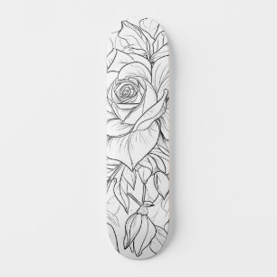 Black & White Floral Paint Your Own Deck Skateboard
