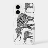 Black & White Floral Paisley Elephant-Monogram