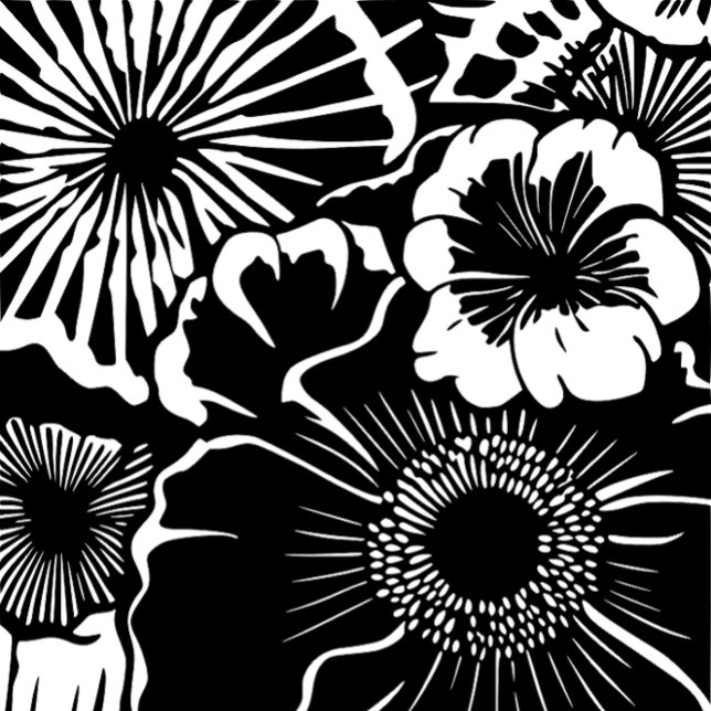 Black White Floral Pattern Bold Botanical Aestheti iPhone Case (Creator Uploaded)