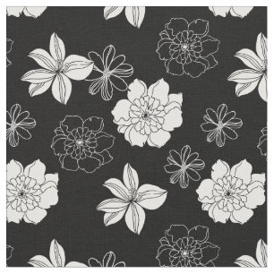 Black & White Floral Pattern Fabric
