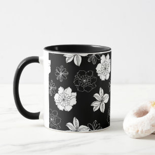 Black & White Floral Pattern Mug