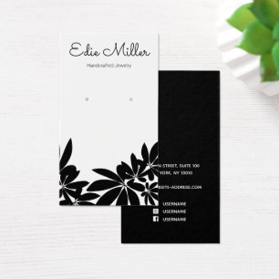 Black White Floral Script Font  Earring