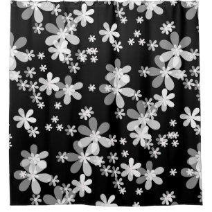 black white floral shower curtain