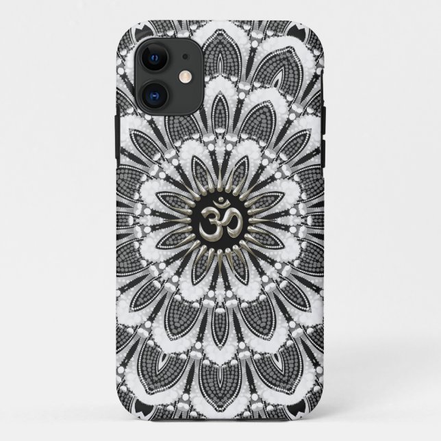 Black+White Floral Silver Om Case-Mate iPhone 5 Case-Mate iPhone Case (Back)