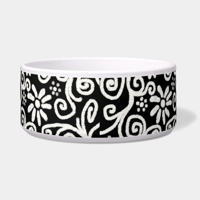 Black White Floral & Swirls Flowers Flower Swirl (Front)