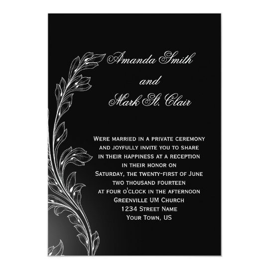Black White Floral Swirls Post Wedding Card