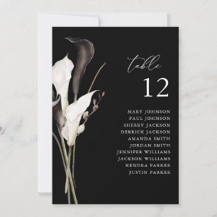 Black & White Floral Table Number Seating Chart BL