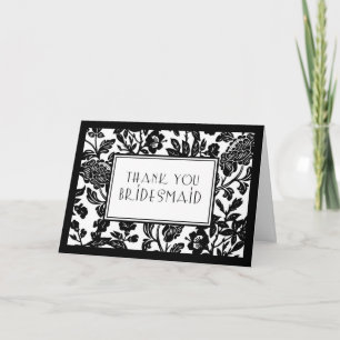 Black & White Floral Thank You Bridesmaid Card