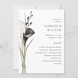 Black & White Floral Wedding Ceremony Program