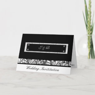 Black & white floral Wedding Invititation, Invitation