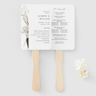 Black & White Floral Wedding Program 2 Hand Fan