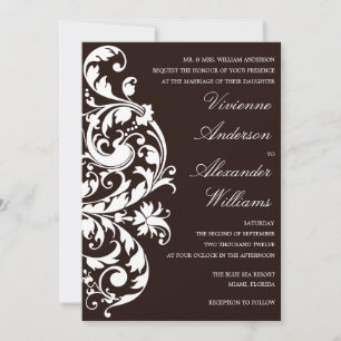 BLACK & WHITE FLOURISH   WEDDING INVITATION