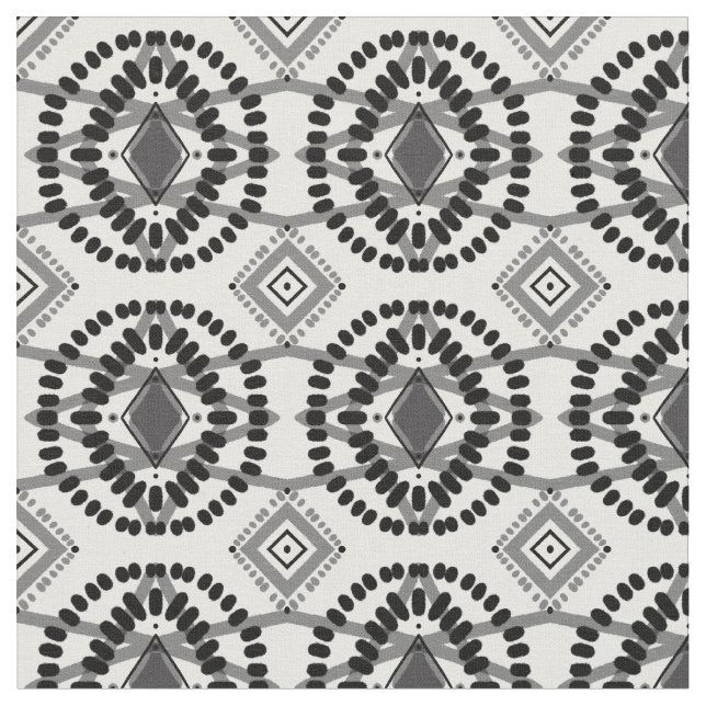 Black & White Flow Geometric Pattern Fabric (Close Up)
