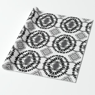 Black & White Flow Geometric Pattern Wrapping Paper