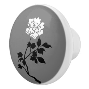 Black & White Flower Ceramic Knob