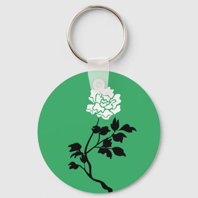 Black & White Flower Key Ring (Front)