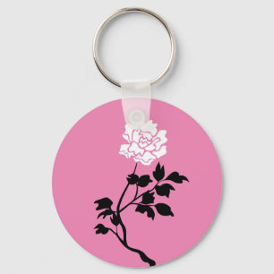 Black & White Flower Key Ring