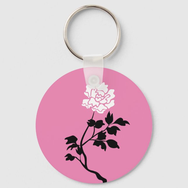 Black & White Flower Key Ring (Front)