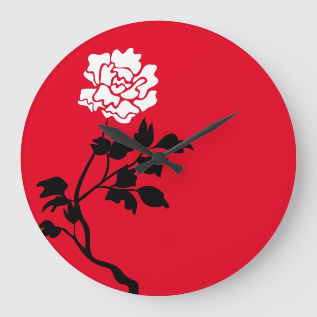 Black & White Flower Large Clock (Front)