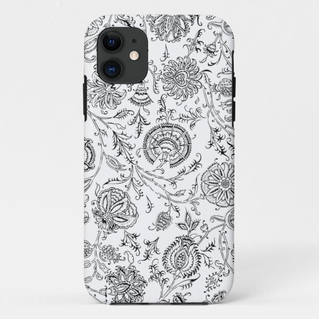 Black & White Flower Pattern Case-Mate iPhone Case (Back)