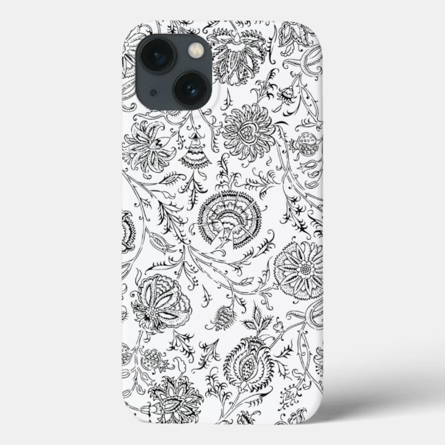 Black & White Flower Pattern Case-Mate iPhone Case (Back)