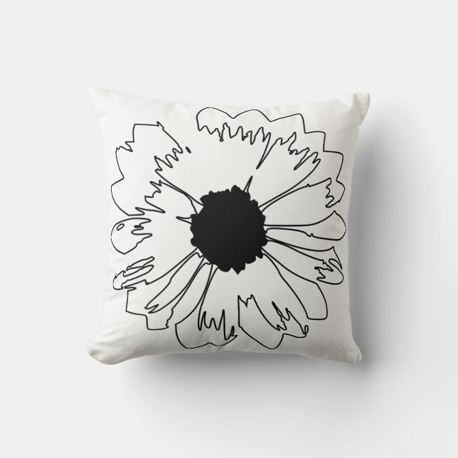 Black & White Flower Pillow (Front)