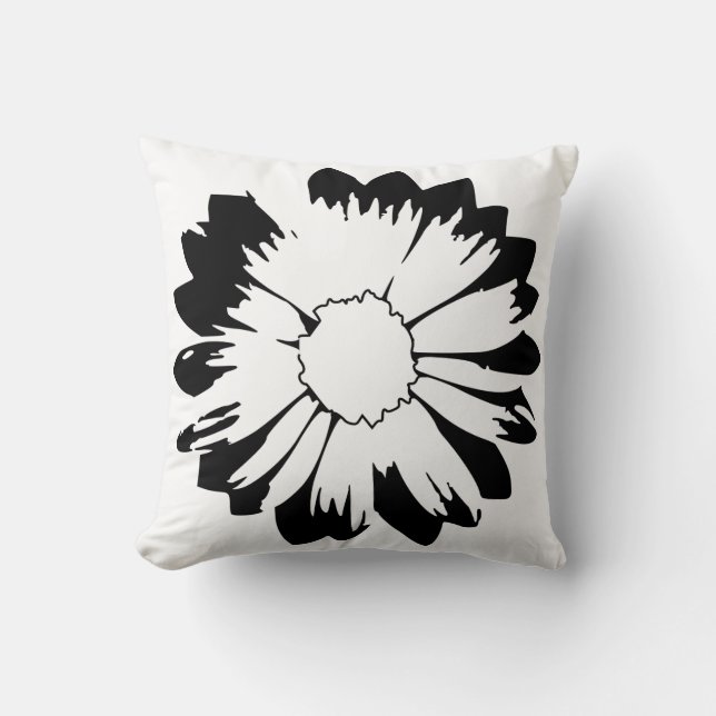 Black & White Flower Pillow (Front)