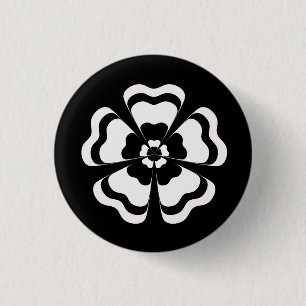Black White Flower Shape Monogram 3 Cm Round Badge