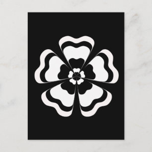 Black White Flower Shape Monogram Postcard