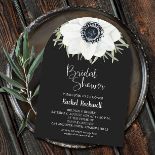 Black White Flowers Bridal Shower Arch Invitation
